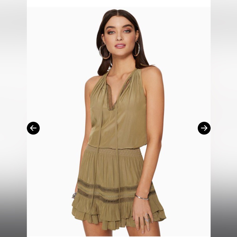 Ramy Brook Jojo Ruffle Mini Dress Safari Size M